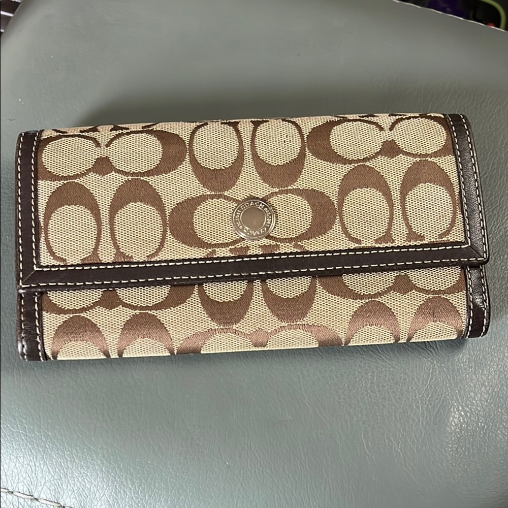 Coach Brown and Tan Signature Wallet